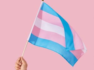 Pink white and blue transgender flag